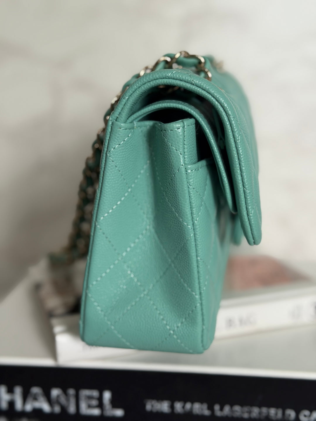 CHANEL 21S series 31 Tiffany Green/Blue Caviar LGHW Small Timeless Classic Double Flap Bag 2021 super rare