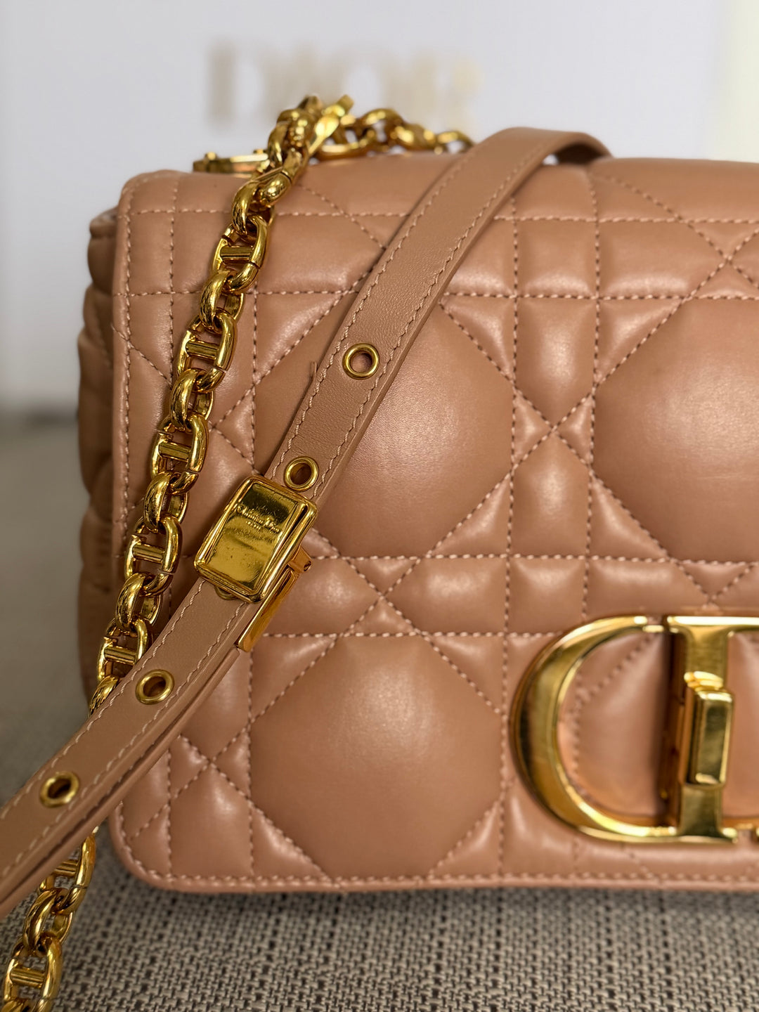 Dior Caro Flap Bag in Rose De Ven Calfskin GHW Medium 25 cms