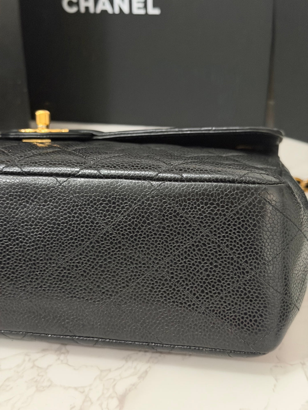 Chanel Series 7 24K GHW Black Caviar Vintage Jumbo Single Flap Bag 2008/2009