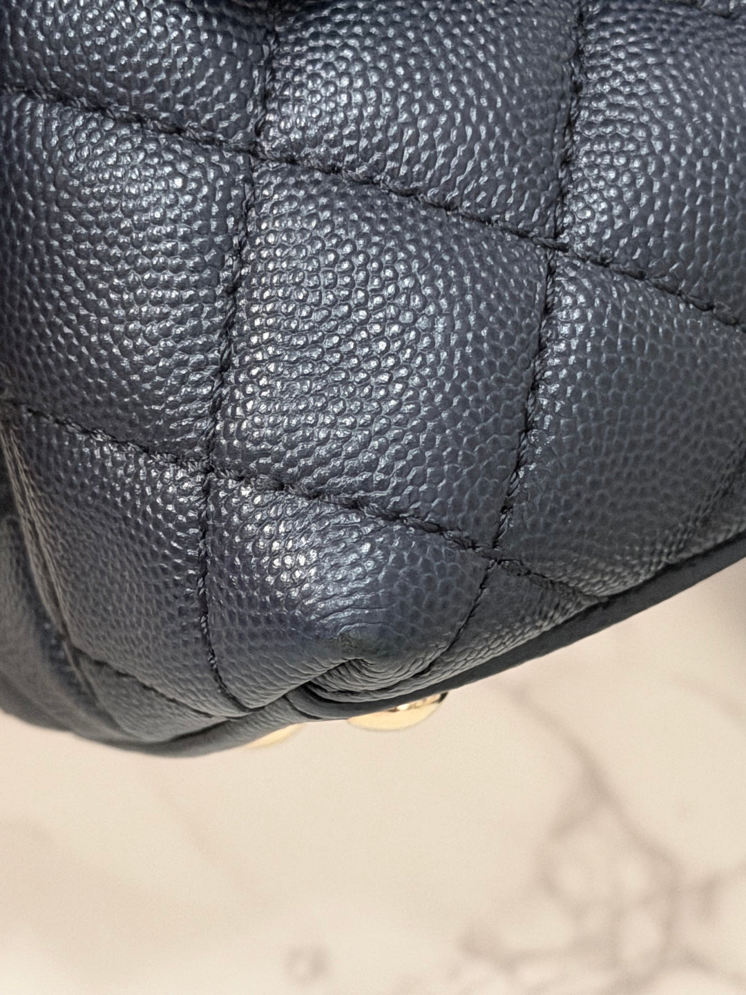 CHANEL series 30 2020 Navy Blue Caviar LGHW Small Coco Handle Flap Bag with Detachable Strap