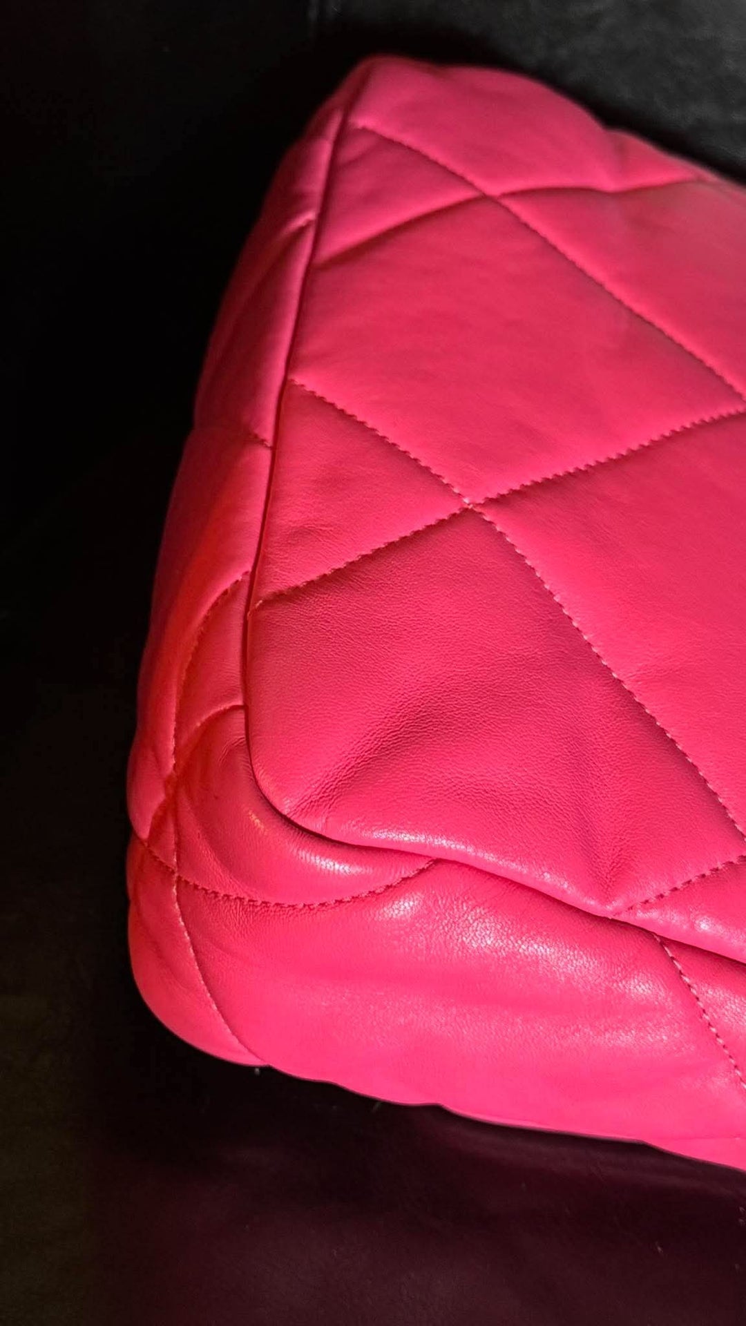CHANEL 19 size Small in Hot Pink Lambskin Mixed Hardware Flap Bag Microchipped