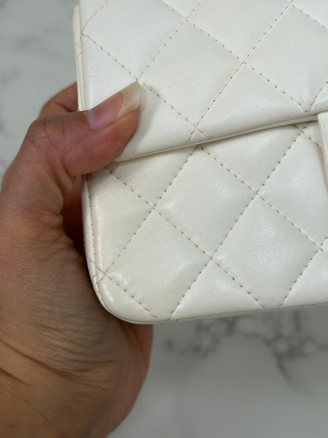 CHANEL series 23 2016 White Lambskin LGHW Mini Rectangular Flap Bag