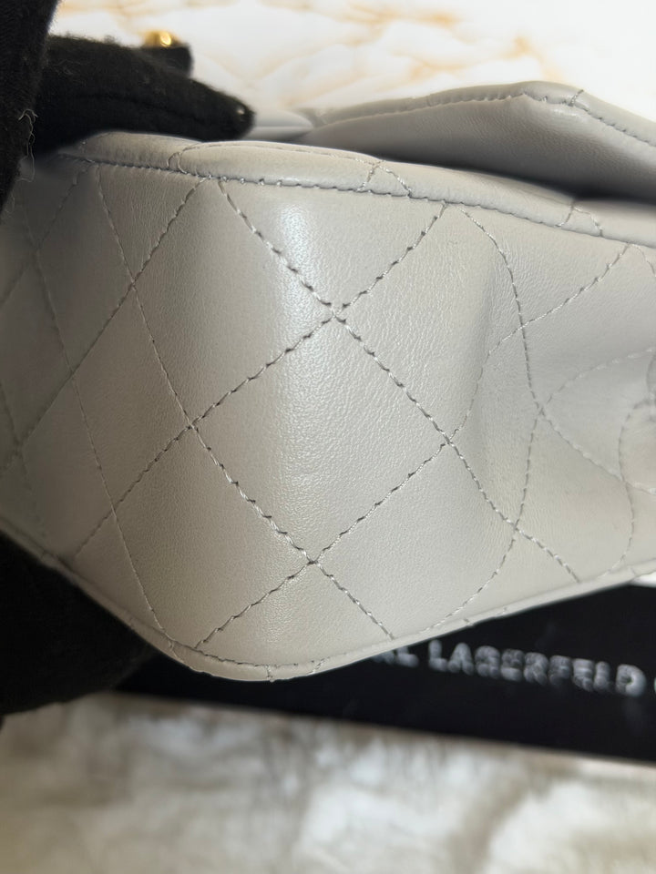CHANEL Grey Lambskin Aged GHW Top Handle Mini Rectangular Flap Bag 2021 21A collection