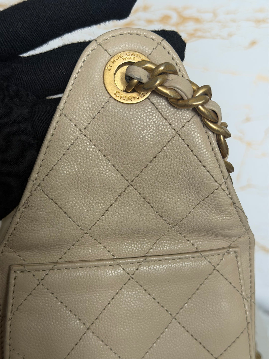 CHANEL Beige Caviar Aged GHW 25 Hobo Bag size SMALL 2025 25S collection