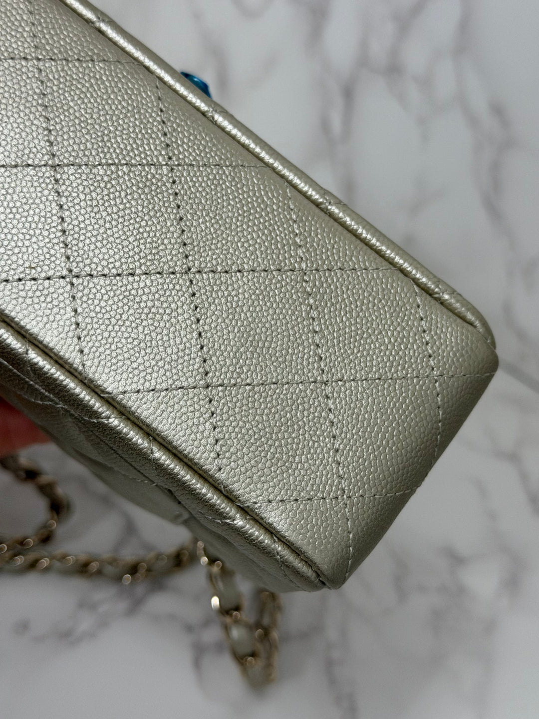 CHANEL series 23 Champagne Gold Caviar LGHW Mini Rectangular Flap Bag