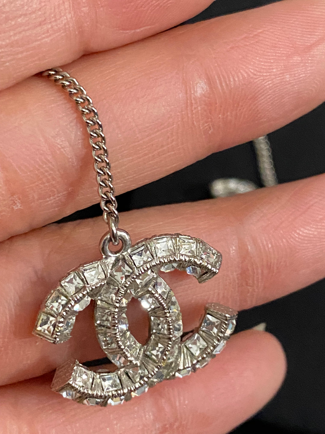 Chanel Crystal Earrings Silver Hardware