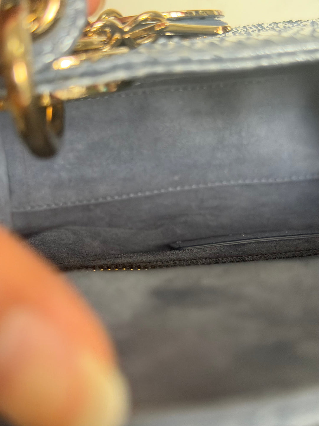 DIOR Lady Dior MINI in Blue Grey Python Leather LGHW 2020
