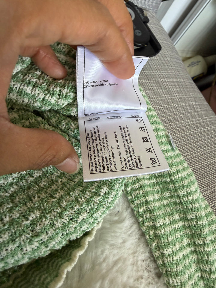 CHANEL 21C Green and White Knitted Cardigan size EU 34 2021
