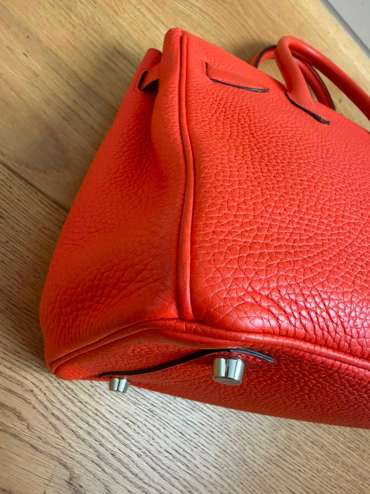 HERMÈS Orange Togo Leather PHW Birkin 30 Stamp X 2016