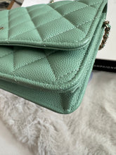 Load image into Gallery viewer, Chanel 23P Tiffany Green Caviar LGHW Classic Wallet on Chain (WOC)
