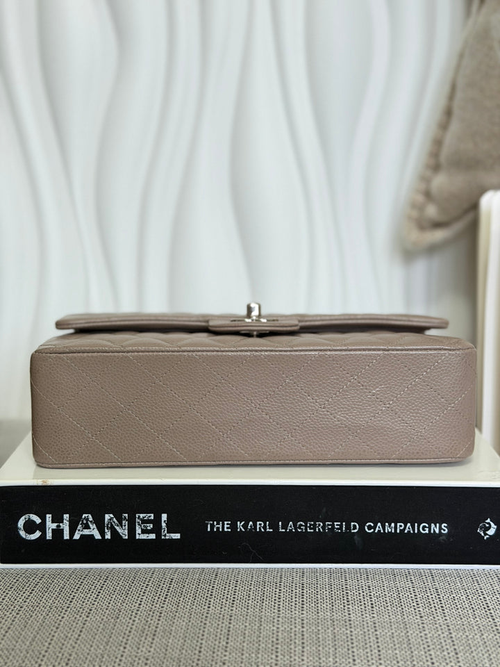 CHANEL series 20 15B Taupe Caviar SHW Medium ML Timeless Classic Double Flap Bag