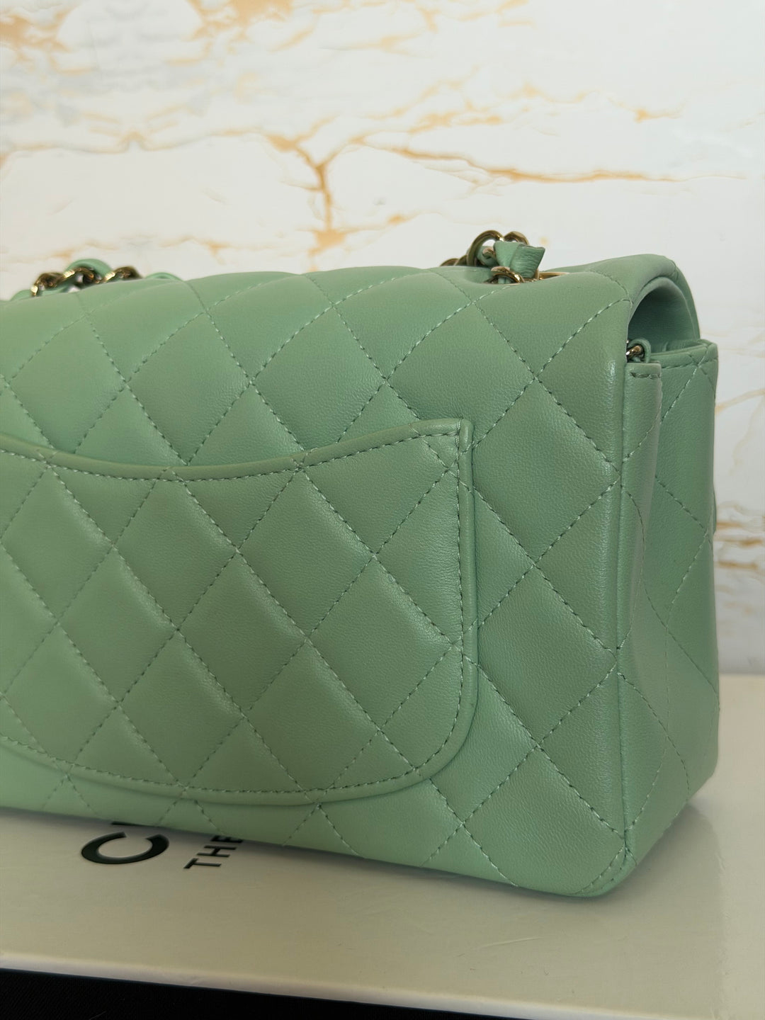 CHANEL Pastel Green Lambskin LGHW Mini Rectangular Flap Bag 2024 8 inches 20 cms