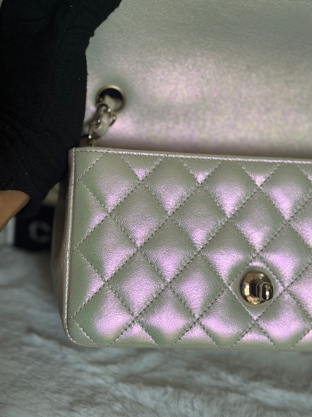 CHANEL 20B Iridescent Ivory Calf skin LGHW Mini Rectangular Flap Bag 2020