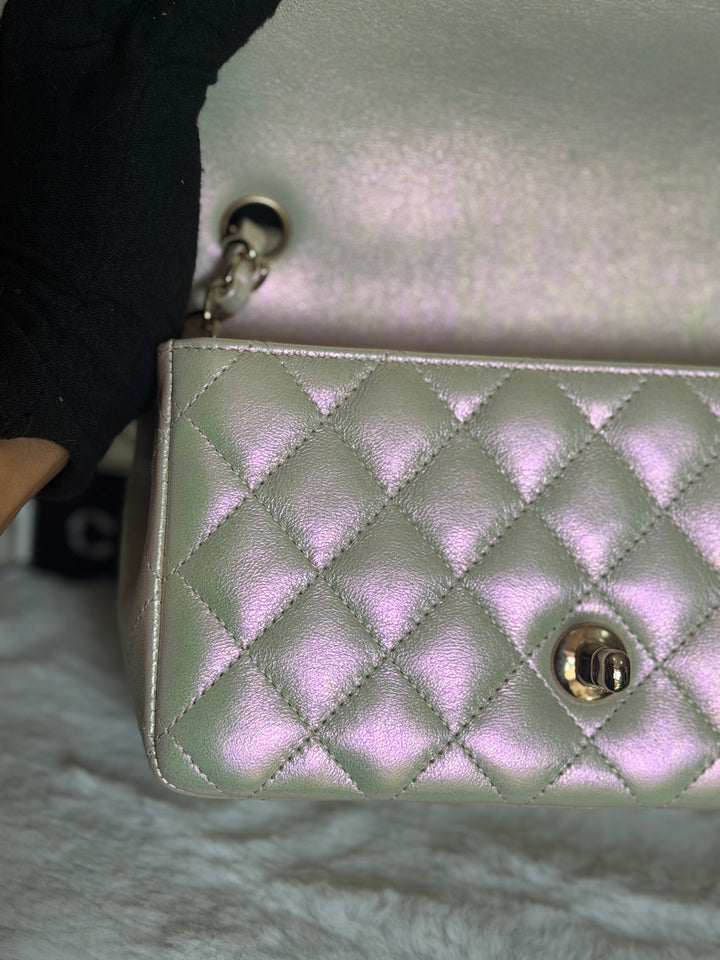 CHANEL 20B Iridescent Ivory Calf skin LGHW Mini Rectangular Flap Bag 2020
