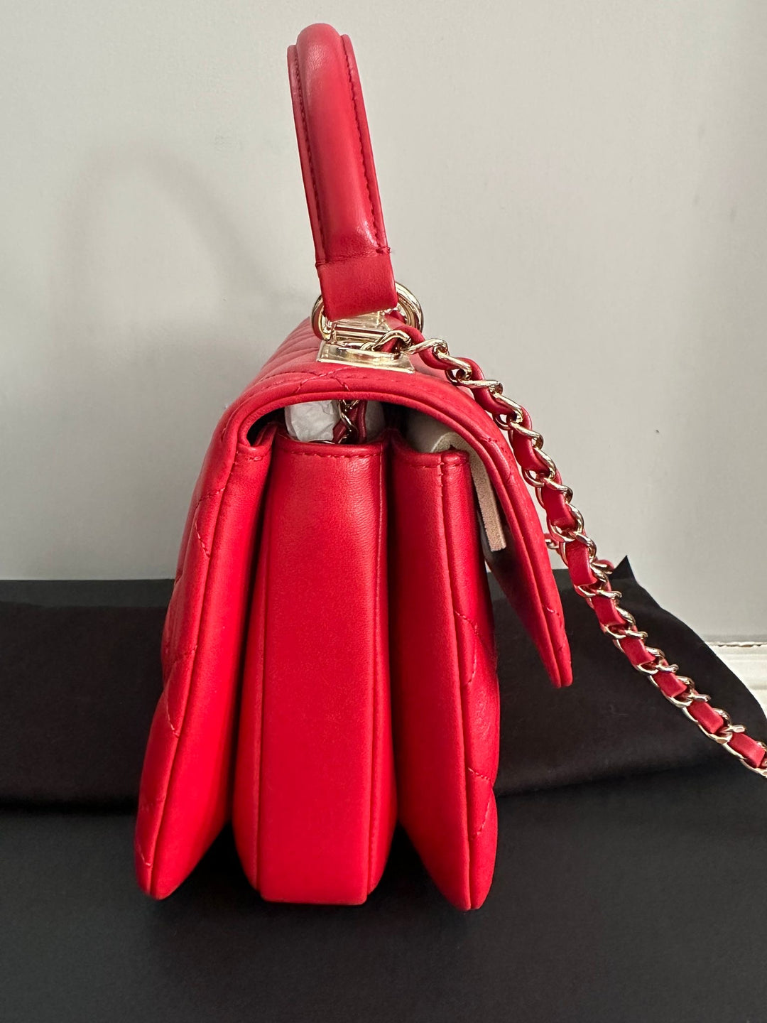 Chanel 21S Series 29 True Red Lambskin LGHW Trendy CC Flap Bag size Small