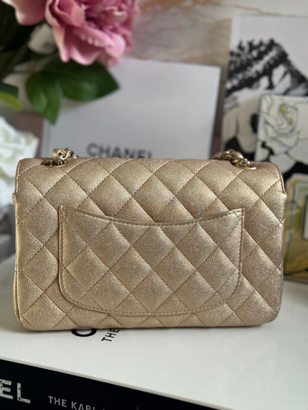 Chanel 21P series 31 Iridescent Gold Lambskin LGHW Mini Rectangular Flap Bag