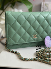 Load image into Gallery viewer, Chanel 23P Tiffany Green Caviar LGHW Classic Wallet on Chain (WOC)
