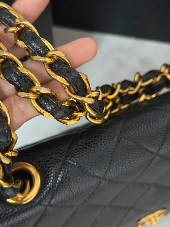 Chanel Series 7 24K GHW Black Caviar Vintage Jumbo Single Flap Bag 2008/2009