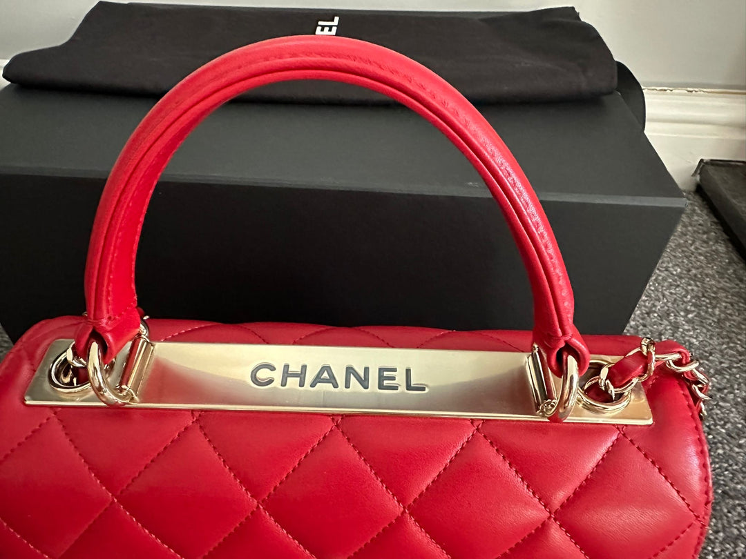 Chanel 21S Series 29 True Red Lambskin LGHW Trendy CC Flap Bag size Small