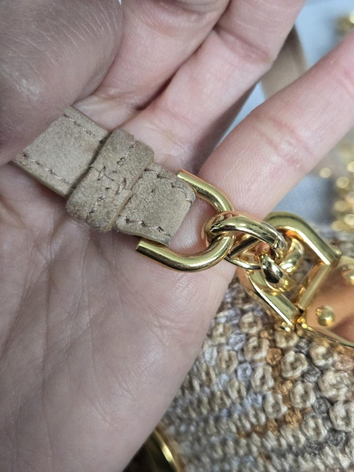 DIOR Cannage Woven Raffia and Suede in Beige GHW size SMALL