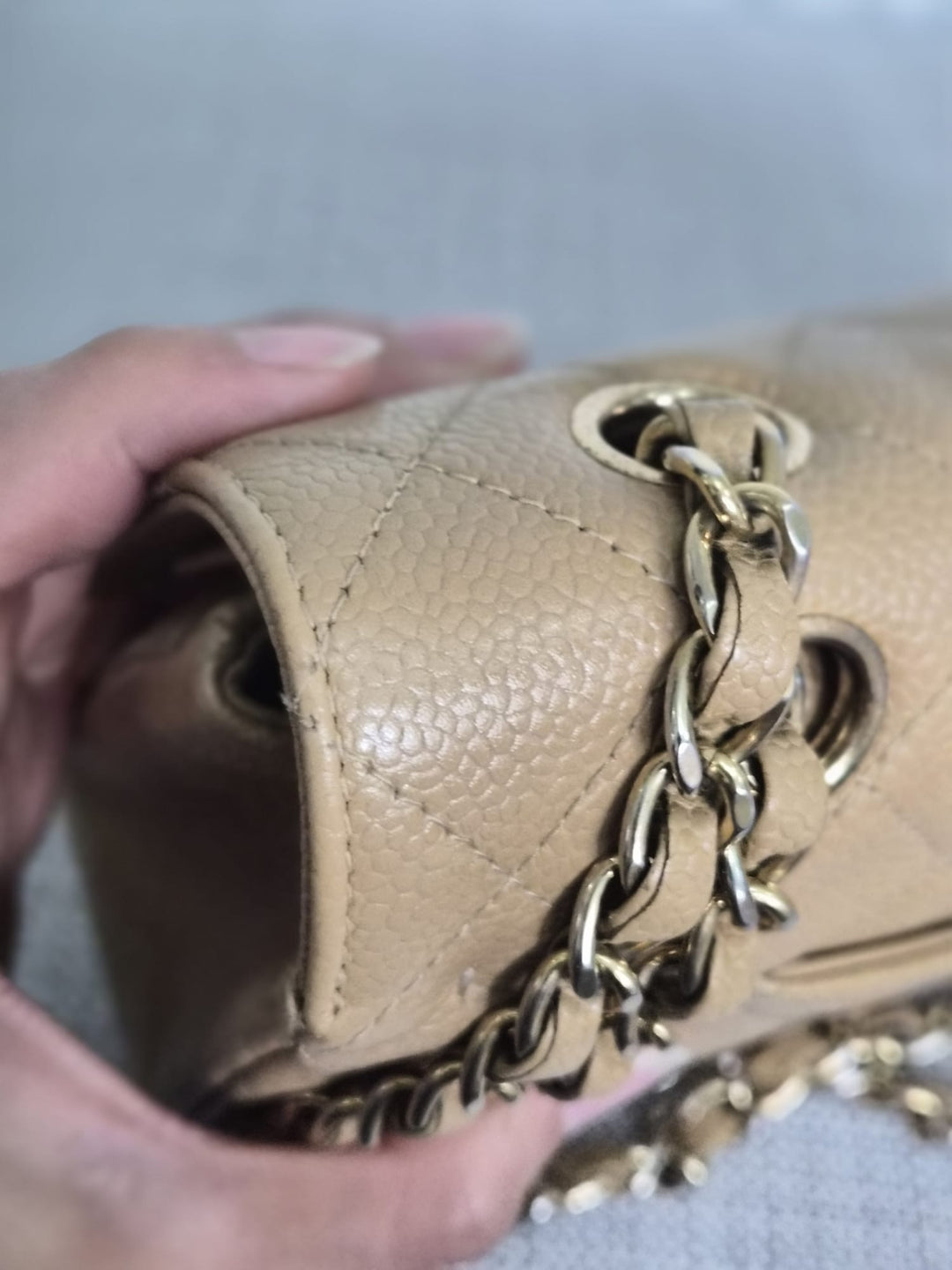 CHANEL Series 9 Vintage Dark Beige Caviar 24K GHW Medium Timeless Classic Double Flap Bag