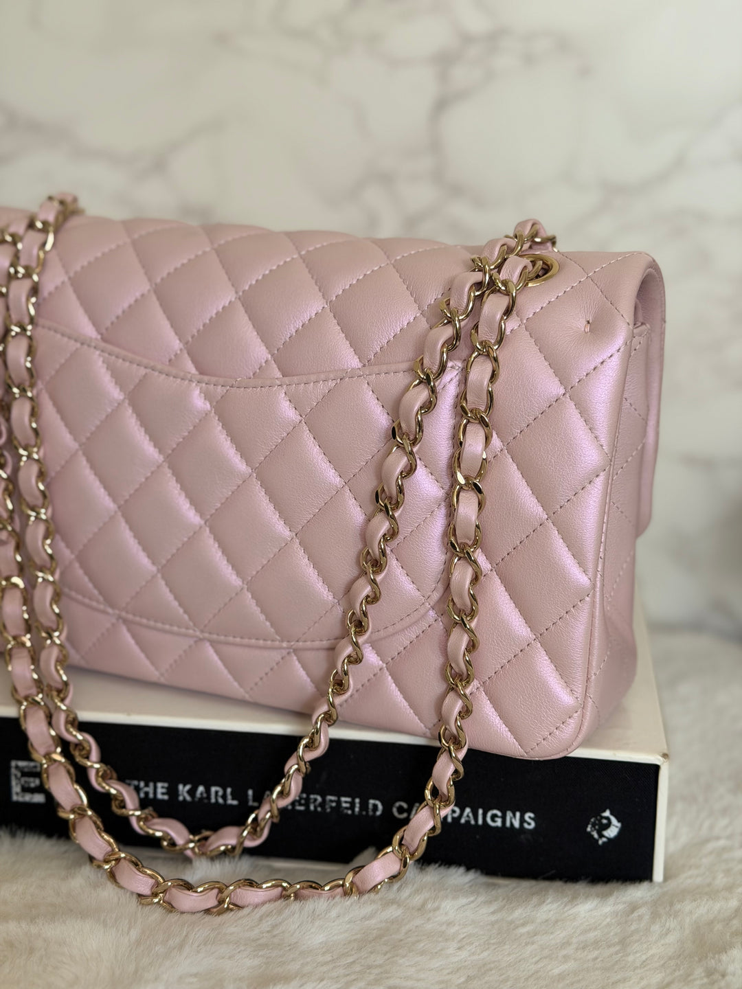 CHANEL 21S iridescent Pink Calf Skin LGHW Medium ML Timeless Classic Double Flap Bag series 31 2021
