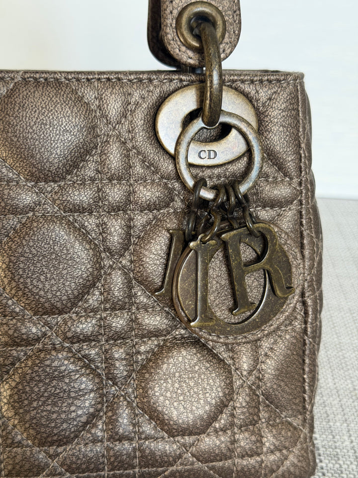 Dior Lady Dior Mini In Bronze Lambskin Bronze Hardware 2007