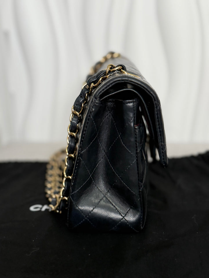 CHANEL series 11 Black Lambskin 24K GHW Vintage Small classic double flap bag 2007/2008