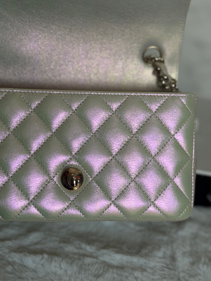 CHANEL 20B Iridescent Ivory Calf skin LGHW Mini Rectangular Flap Bag 2020
