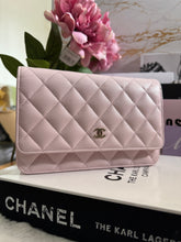 Load image into Gallery viewer, Chanel 22P 2022 Pre Spring/Summer Collection Light Sakura Pink Caviar LGHW Timeless Classic Wallet on chain (WOC)
