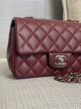 Load image into Gallery viewer, Chanel series 28 2019 Burgundy Lambskin Silver HW Mini Rectangular Flap Bag
