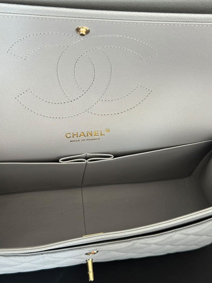 Chanel Grey Caviar LGHW Jumbo Timeless Classic Double Flap Bag (NQ335 23B Grey)