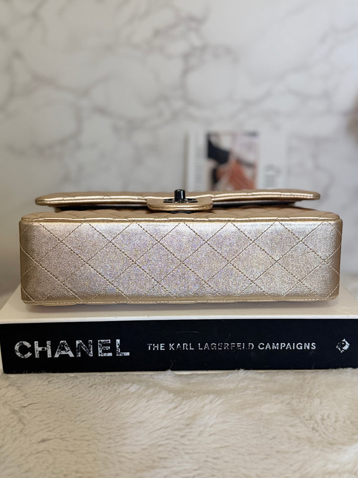 CHANEL series 31 Gold Metallic Lambskin So Black Hardware Medium ML timeless Classic Double Flap Bag 2020/2021