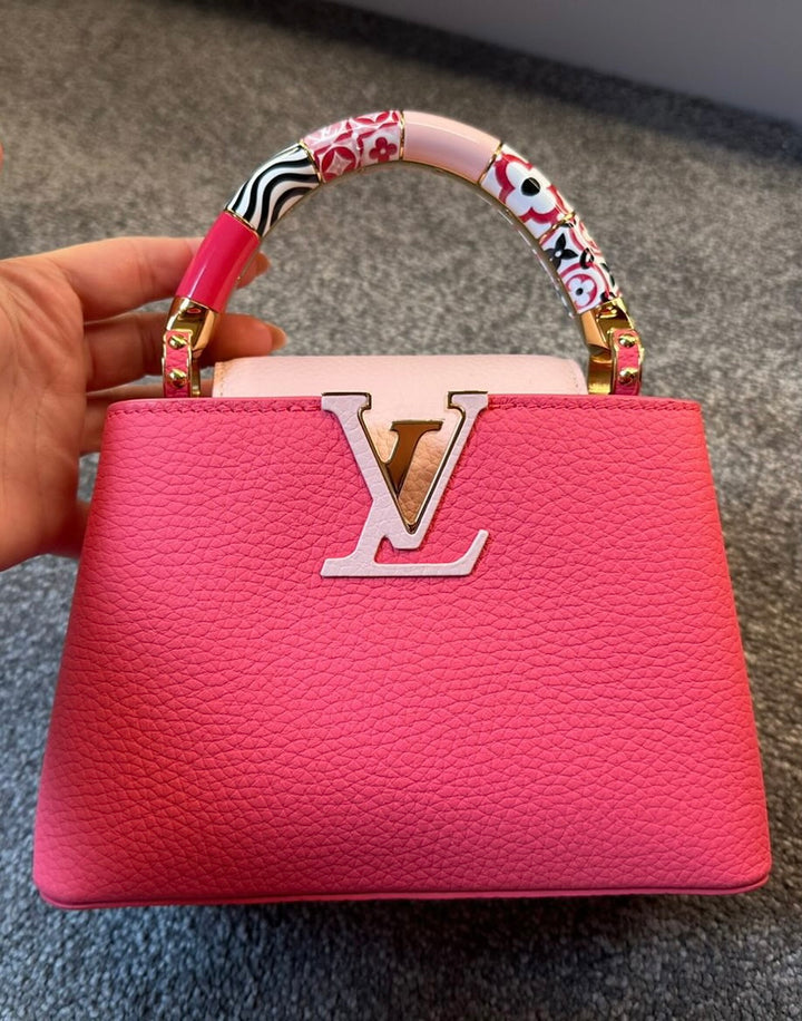 LOUIS VUITTON LV By the Pool Monogram Tile Capucines Mini in Ballet Pink Taurillon