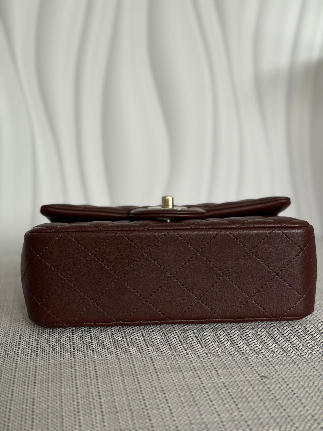 CHANEL 25K collection 2025 Brown Lambskin LGHW Mini Rectangular Flap Bag with Leather Top Handle