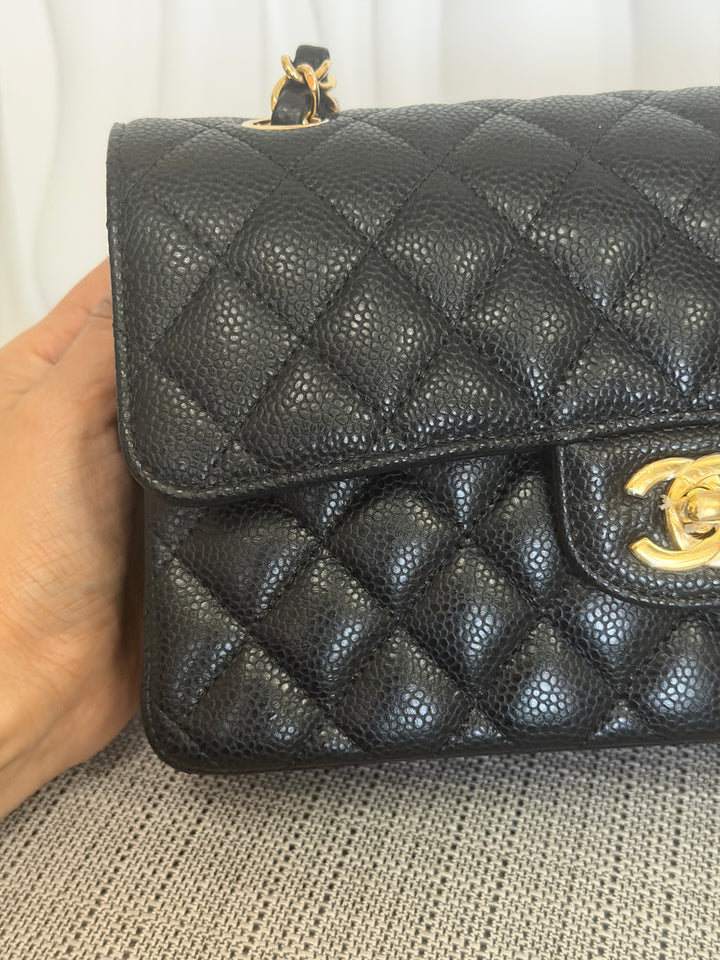 CHANEL Black Caviar GHW SMALL Timeless Classic Double Flap Bag 2022