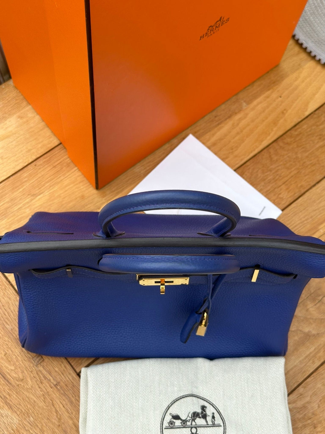 Hermes Birkin 30 Bleu Electric Togo Leather GHW Stamp T 2015 Bag