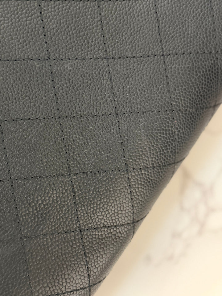 CHANEL series 23 Black Caviar Ruthenium HW Tote Bag with Shoulder Chain strap