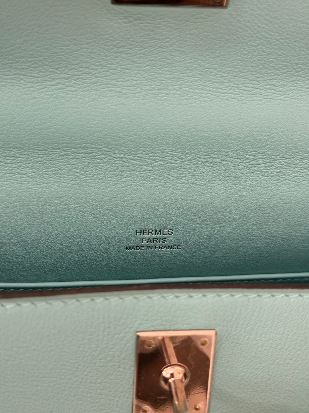 Hermès Kelly Pochette Swift Leather in Bleu Atoll 3P PHW Palladium Hardware Stamp T