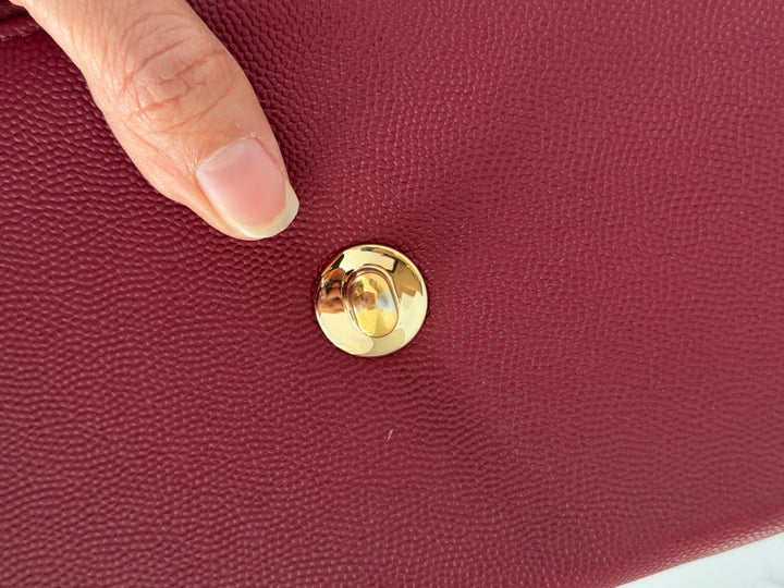 Chanel series 28 19B Collection 2019 Burgundy Caviar Business Affinity Flap Bag with Champagne GHW size Medium