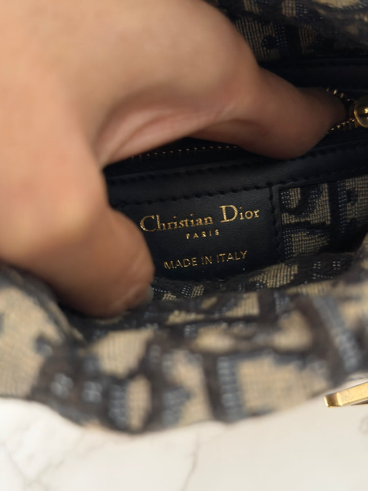 DIOR Lady Dior Wicker Bag Oblique Canvas in Black and Cream size Mini