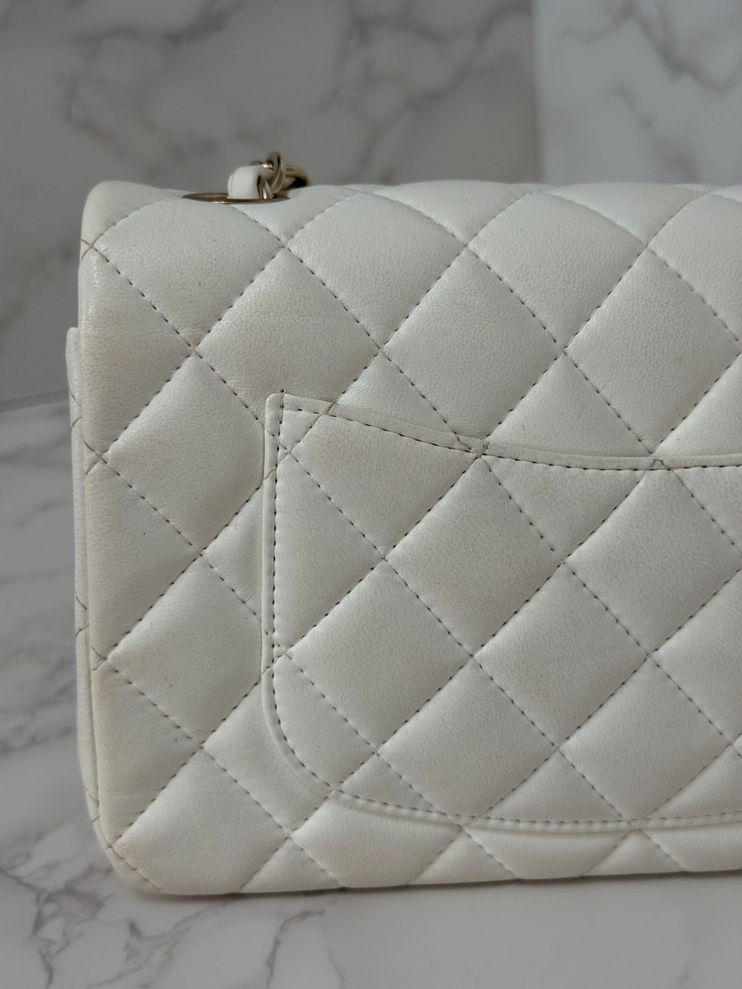 CHANEL series 23 2016 White Lambskin LGHW Mini Rectangular Flap Bag