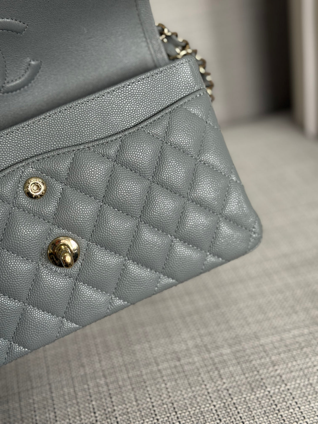 CHANEL Series 29 20C collection 2020 Grey caviar LGHW Small Timeless Classic double flap bag