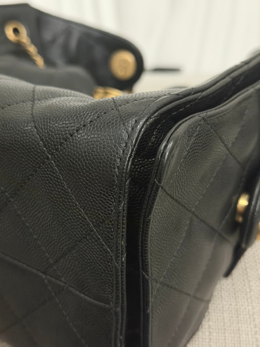 CHANEL 25 Black Caviar Aged GHW Hobo Bag size SMALL