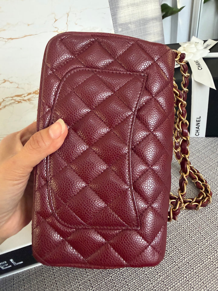 CHANEL series 21 15B collection Burgundy Caviar GHW Mini Rectangular Flap Bag 2015 RARE