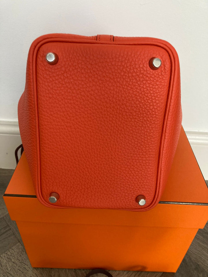 Hermes Picotin 18 in Orange Poppy leather with Palladium Hardware stamp B (2024)