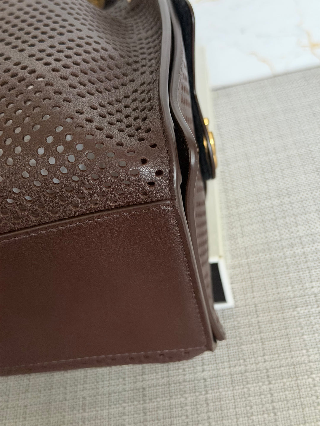 CHANEL 26S 25 Hobo Bag in Perforated BROWN Calf skin Aged GHW size SMALL