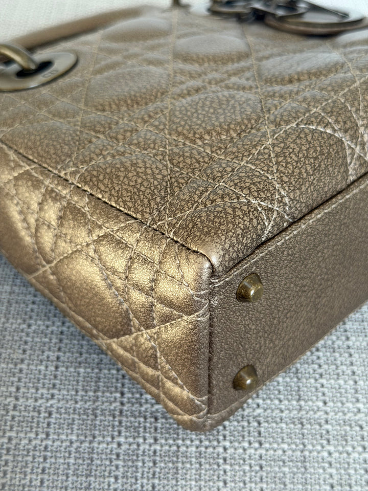 Dior Lady Dior Mini In Bronze Lambskin Bronze Hardware 2007