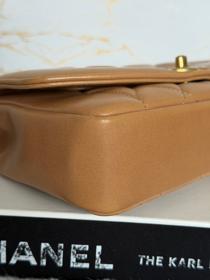CHANEL series 21 Caramel Brown Lambskin aged GHW Diana Reissue Flap Bag size SMALL 2015