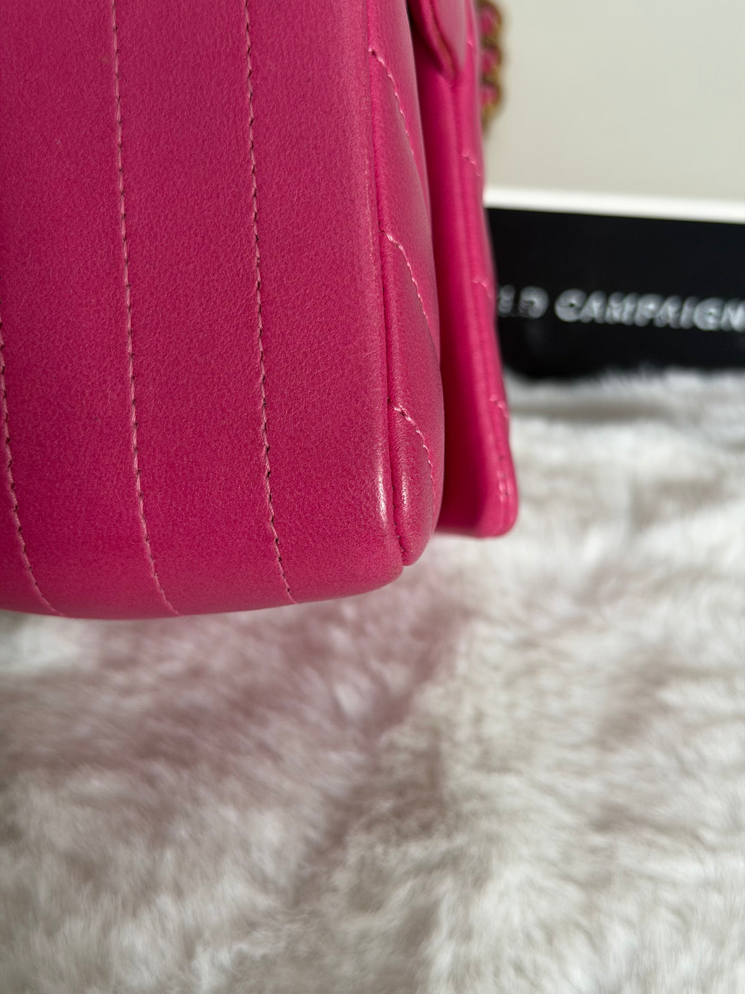 CHANEL series 21 Pink Lambskin Chevron Mini Rectangular Flap Bag with GHW 2015